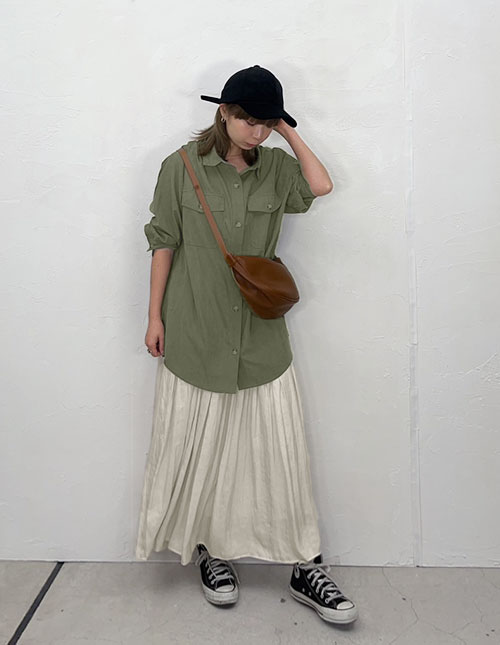 Made in JAPAN】ロングレングスV.サテンギャザースカート