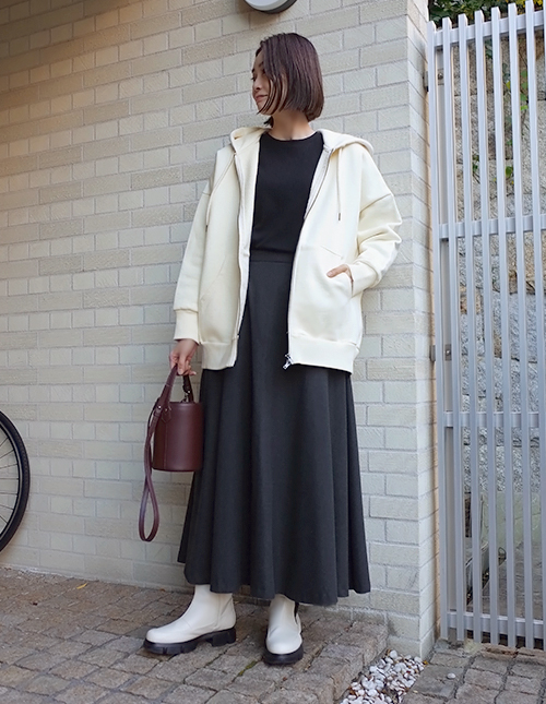 OUTLET】93cm丈ウールライクロングフレアスカート | おしゃれな