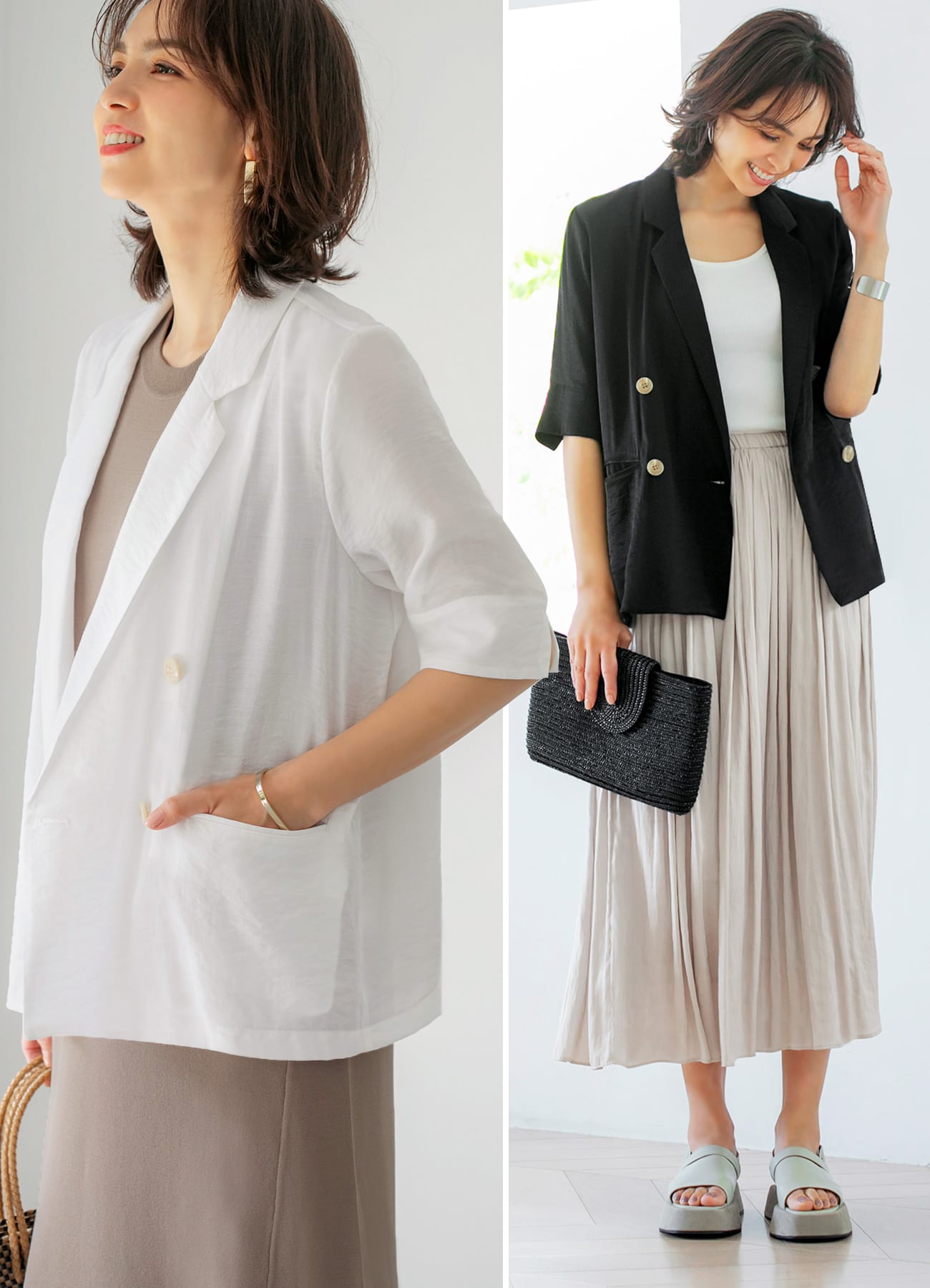 【LUXE】微光沢表面シボ感ダブルジャケットBのサムネイル