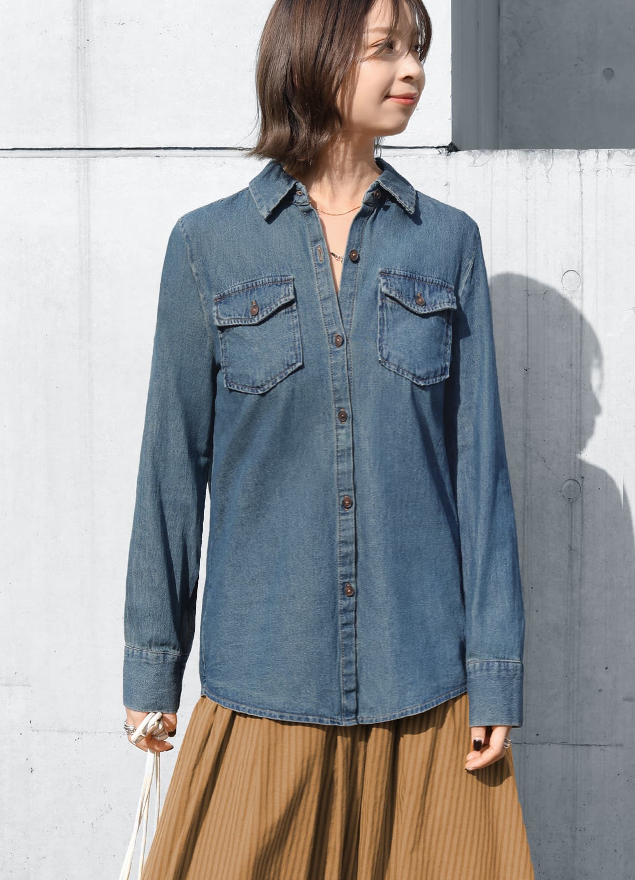 ベーシックデニムシャツ【OUTLET】 おしゃれな大人レディースファッション通販STYLE DELI ラスト 110 ラインデニムシャツ デニムシャツ