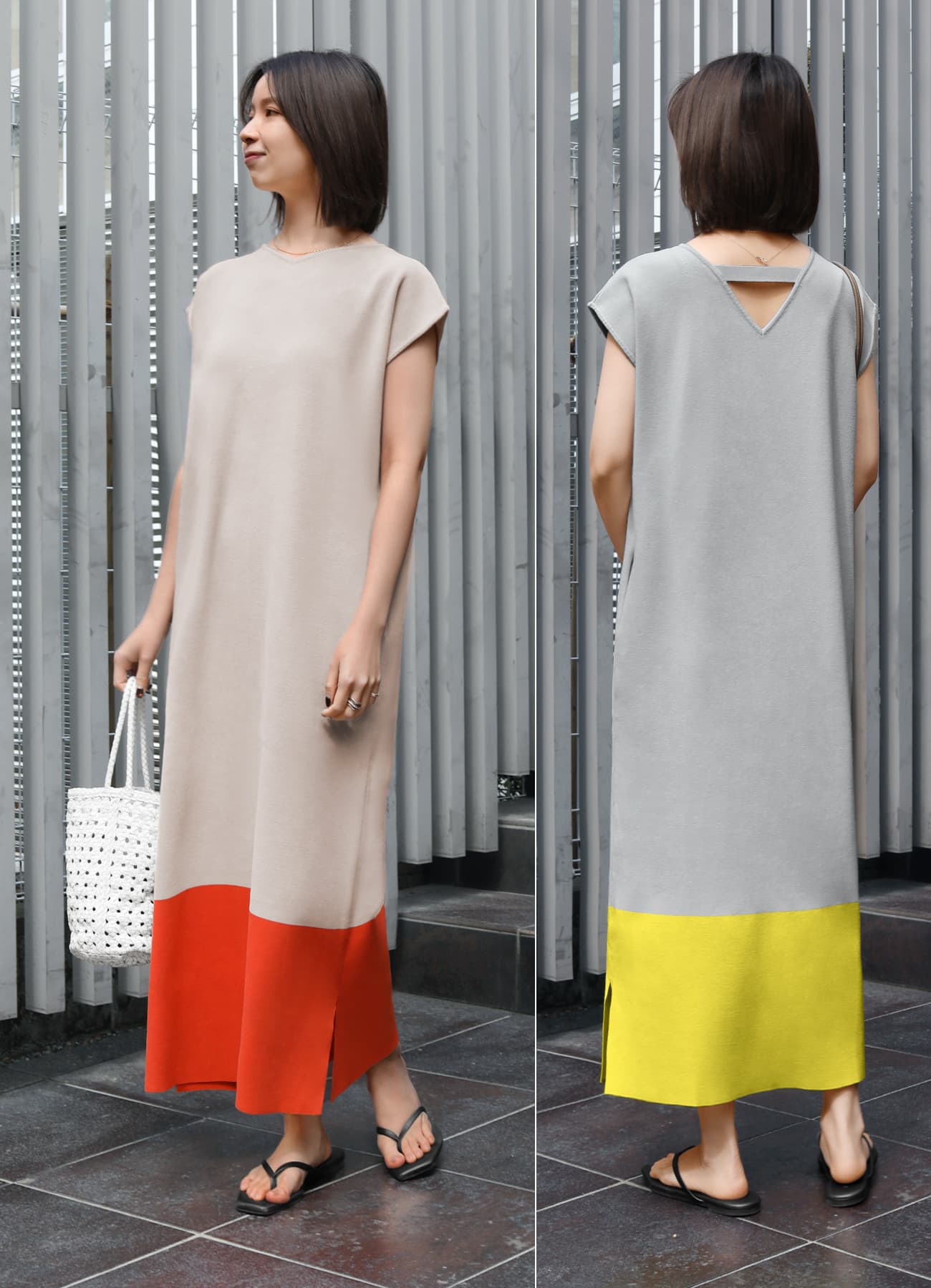 【LUXE】ソウバリ裾カラー切替ワンピースのサムネイル
