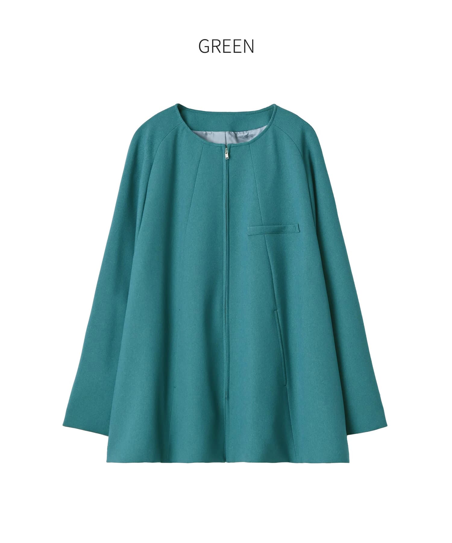 【Made in JAPAN】Aラインノーカラージップ ジャケットのサムネイル