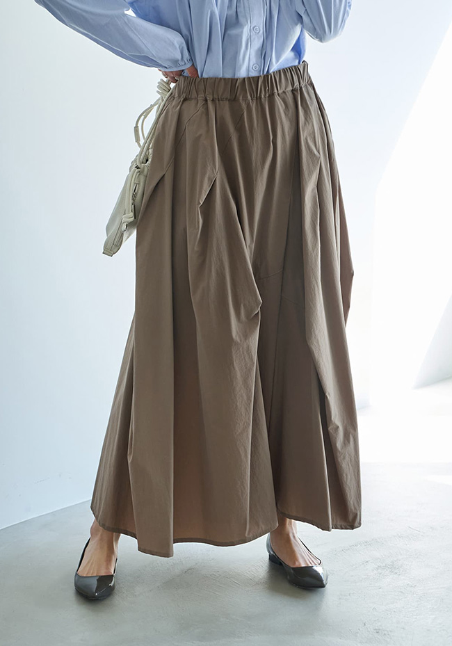 【LUXE】ストレッチタフタ立体タックスカート